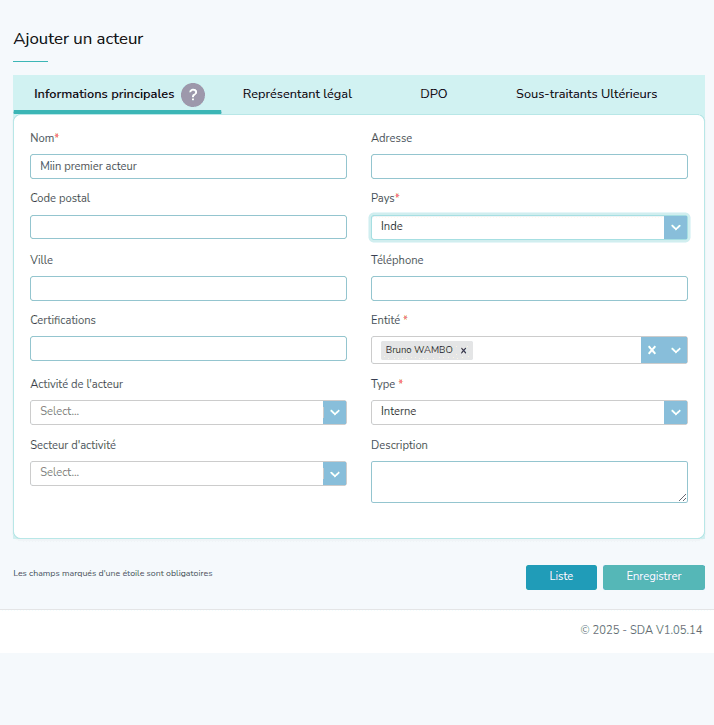 Capture d'écran de l'étape