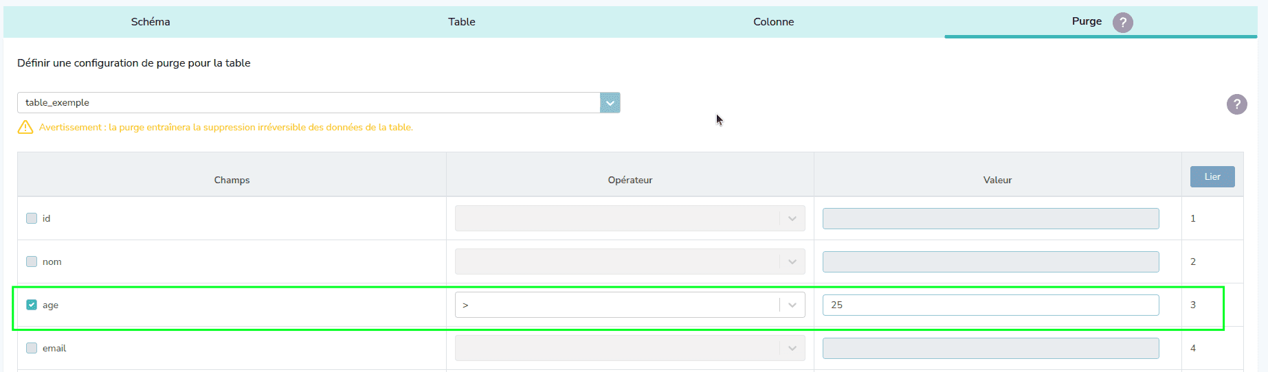Capture d'écran de l'étape