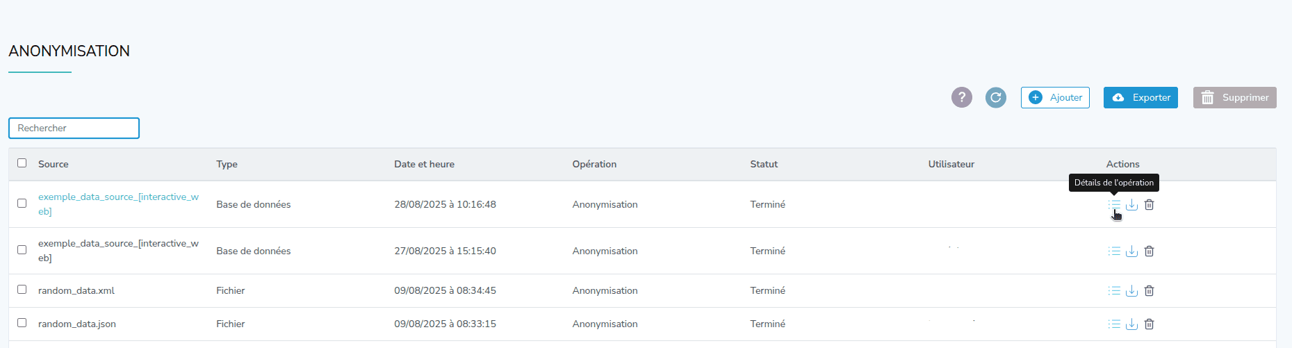 Capture d'écran de l'étape