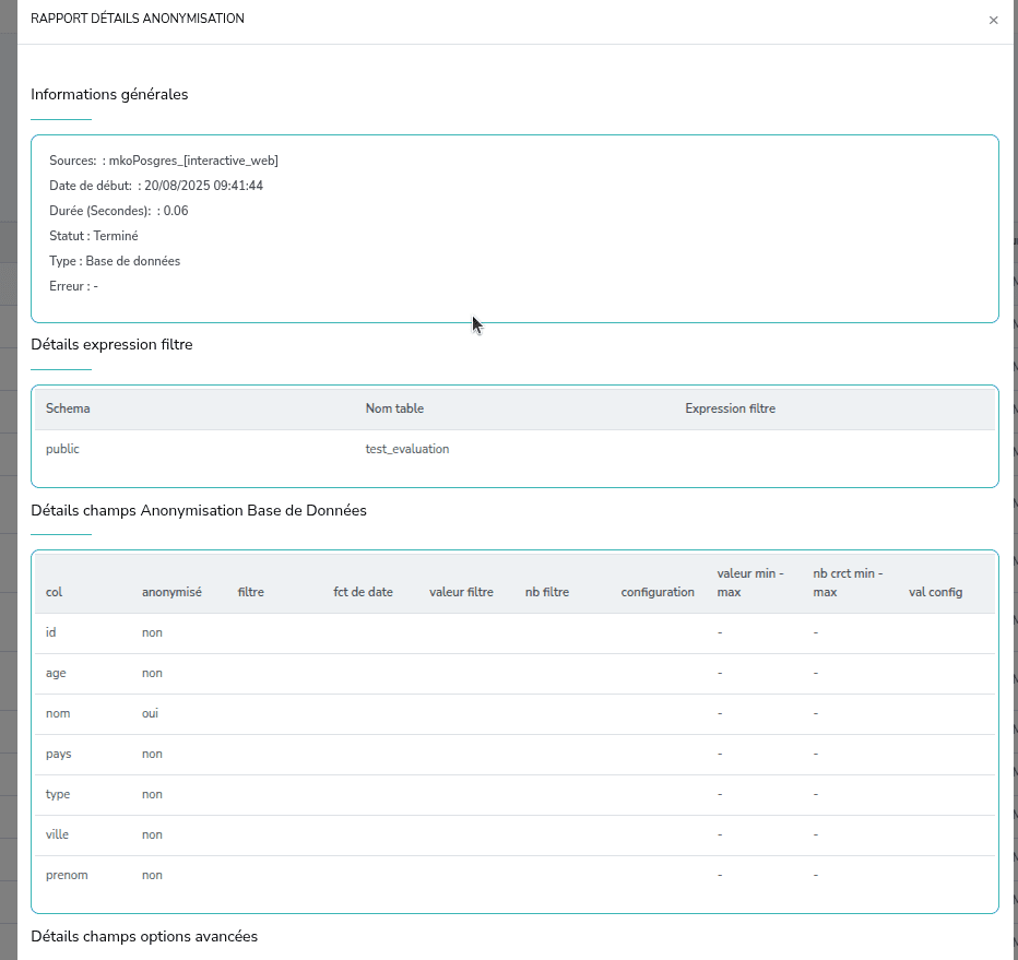 Capture d'écran de l'étape