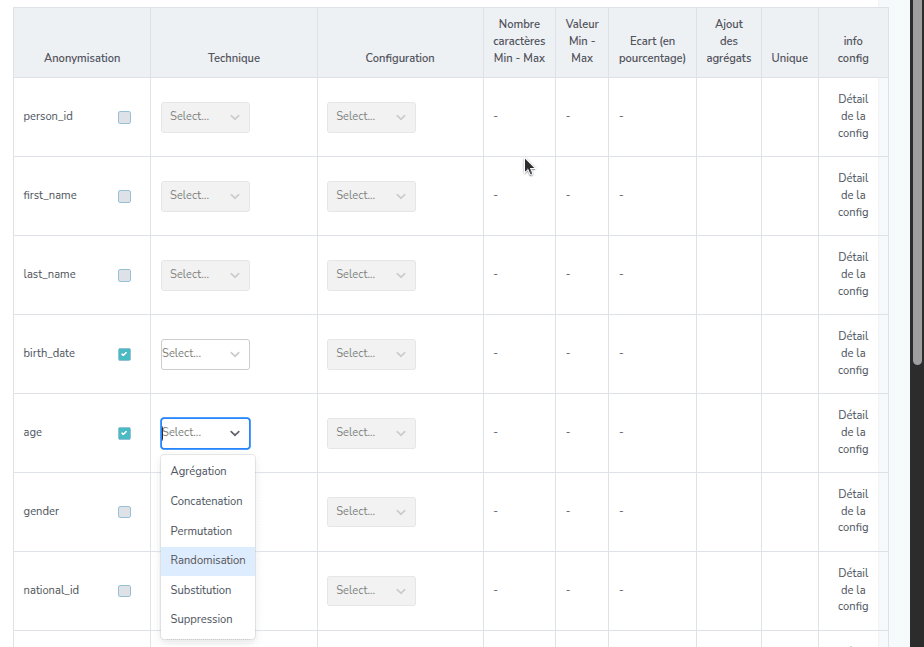 Capture d'écran de l'étape