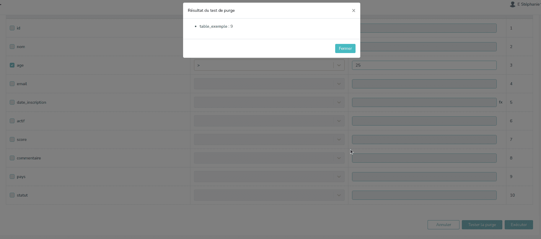 Capture d'écran de l'étape