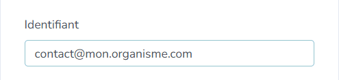 Champ de saisie d'adresse e-mail dans un formulaire, rempli avec l'adresse générique contact@mon.organisme.com pour illustrer une donnée non personnelle.